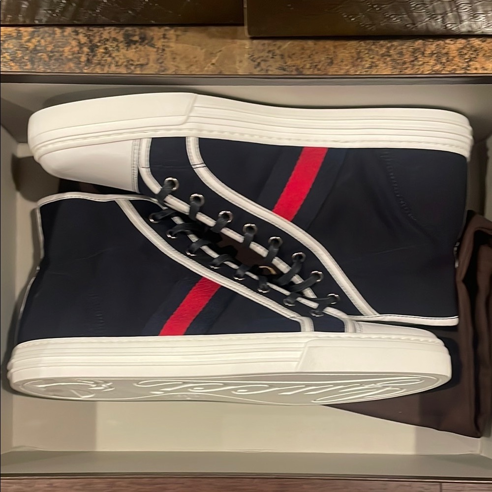 Gucci Men's Navy High-Top Sneakers